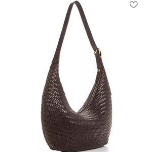Madewell Essential Curved Shoulder Bag in Coffee Bean Woven Leather